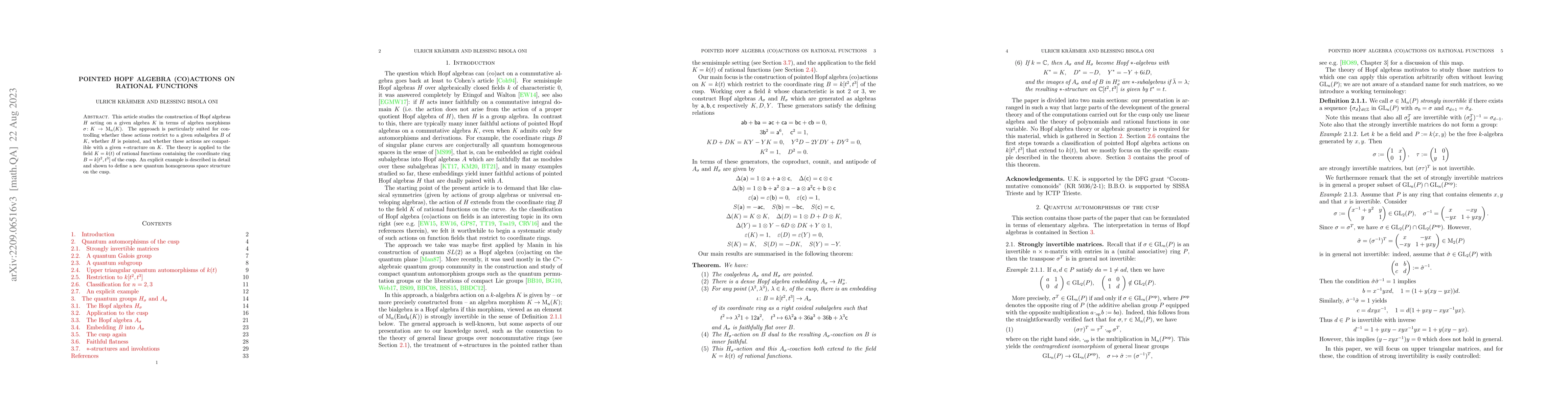 Thumbnail for Pointed Hopf algebra (co)actions on rational functions