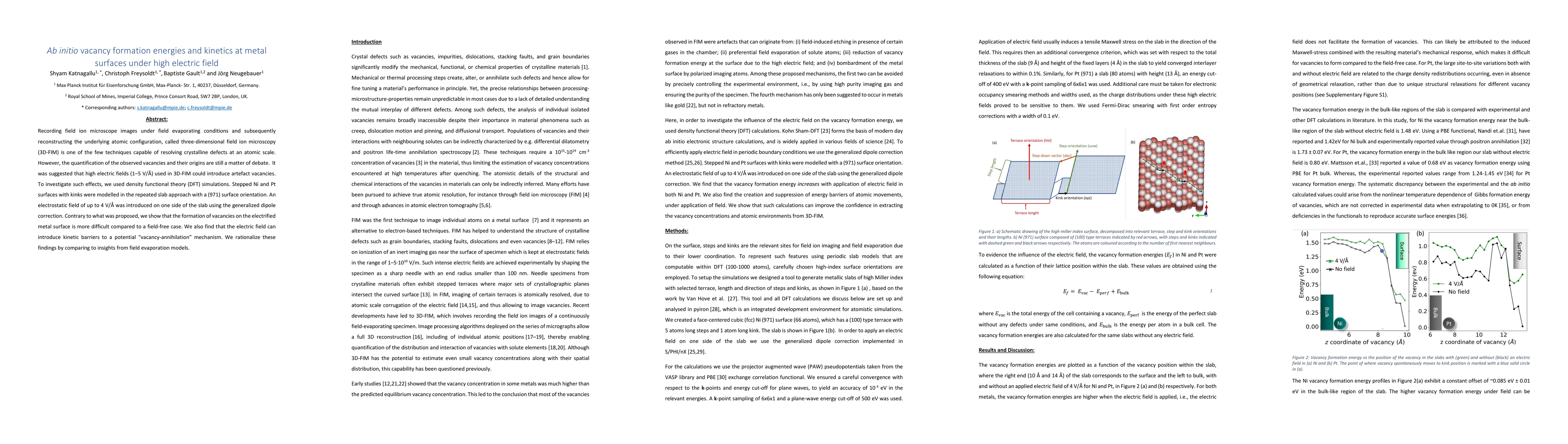 Thumbnail for Ab initio vacancy formation energies and kinetics at metal surfaces
  under high electric field