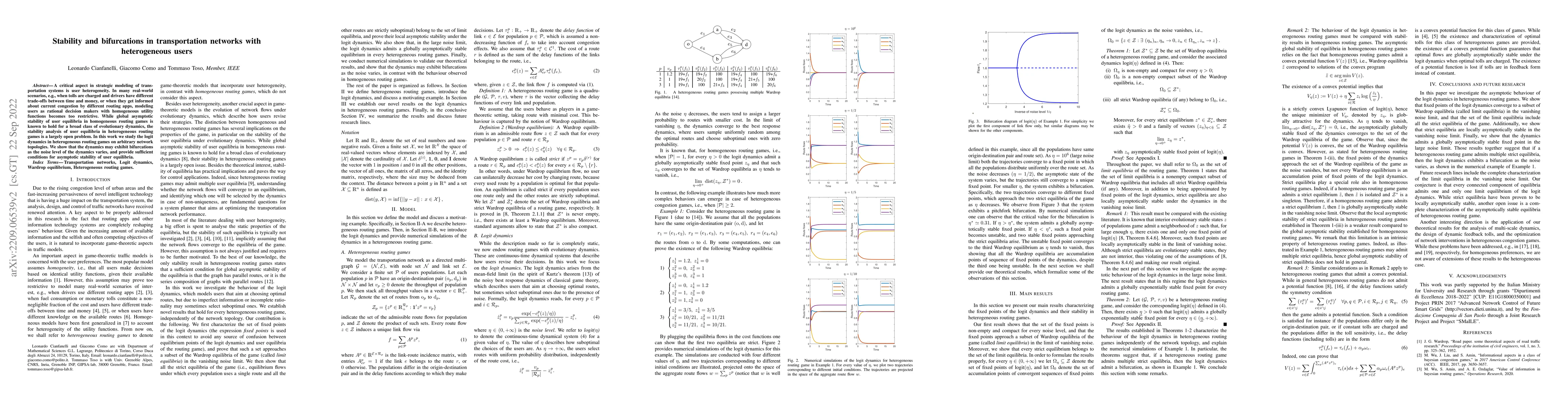 Thumbnail for Stability and bifurcations in transportation networks with heterogeneous
  users