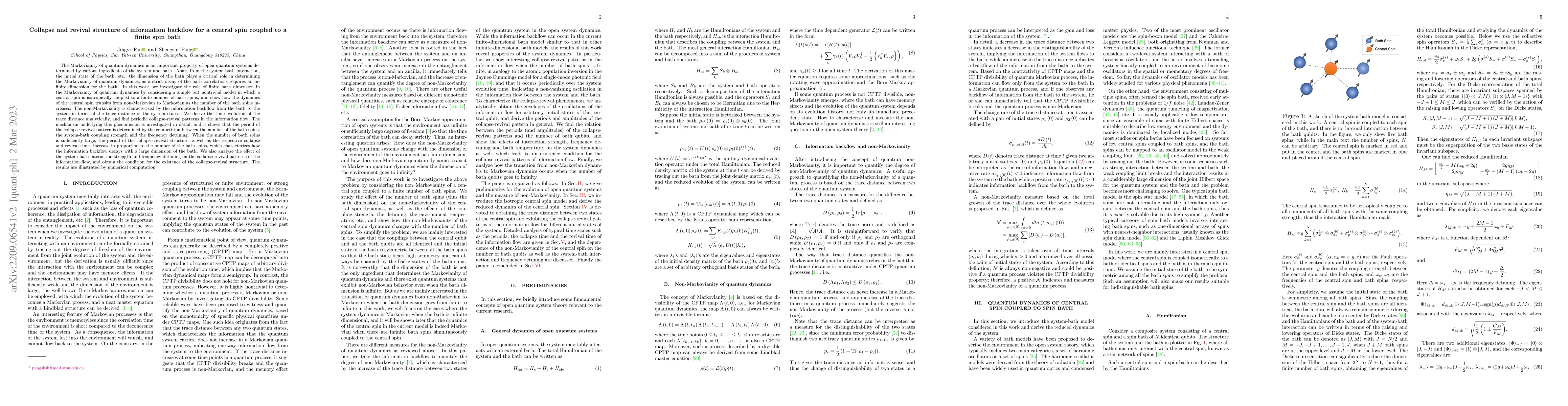 Thumbnail for Collapse and revival structure of information backflow for a central
  spin coupled to a finite spin bath