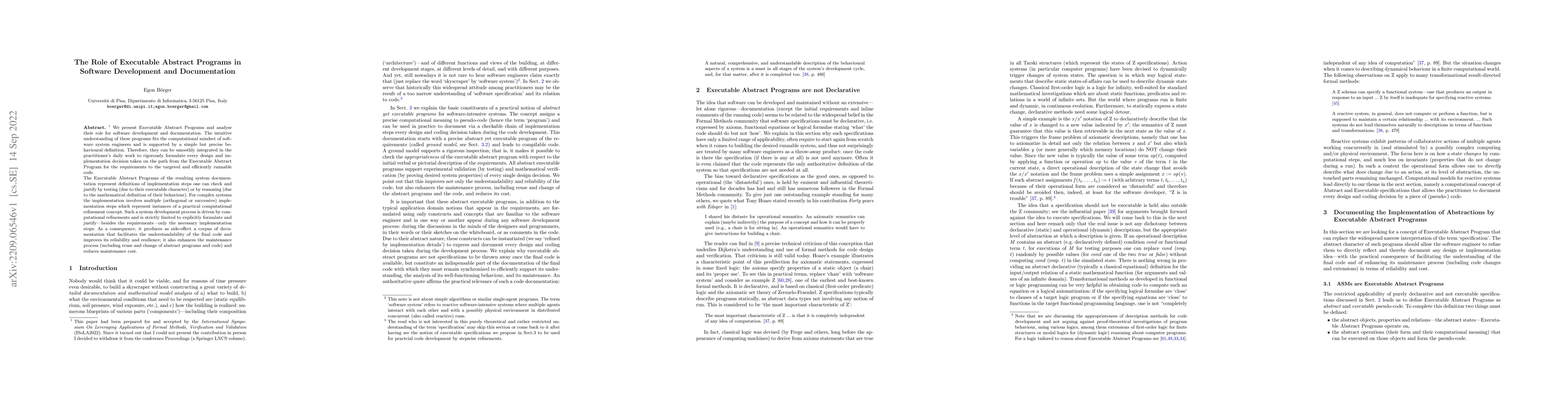 Thumbnail for The Role of Executable Abstract Programs in Software Development and
  Documentation