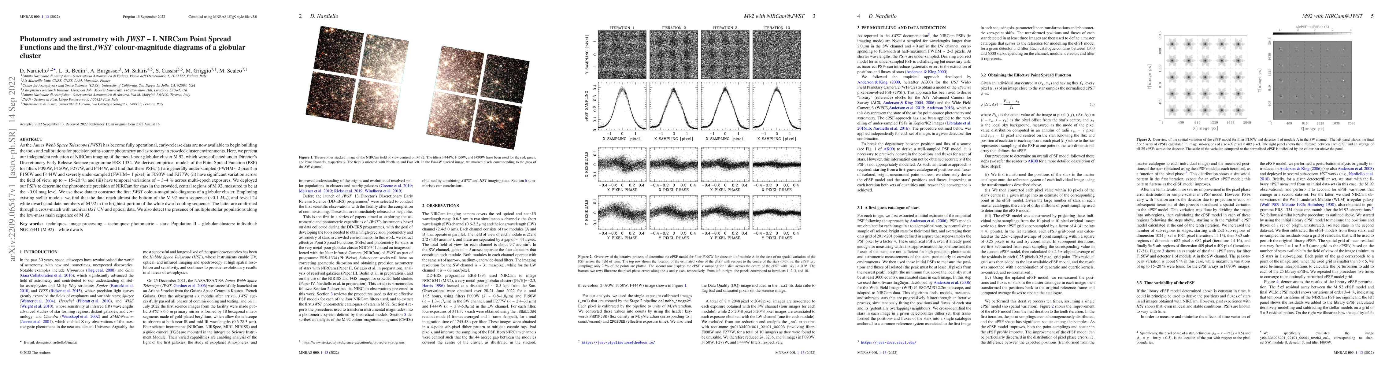 Thumbnail for Photometry and astrometry with JWST -- I. NIRCam Point Spread Functions
  and the first JWST colour-magnitude diagrams of a globular cluster