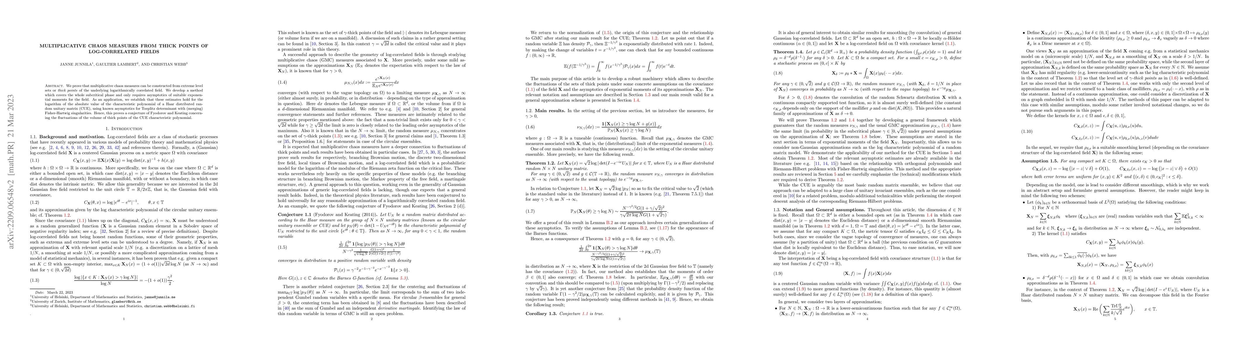 Thumbnail for Multiplicative chaos measures from thick points of log-correlated fields