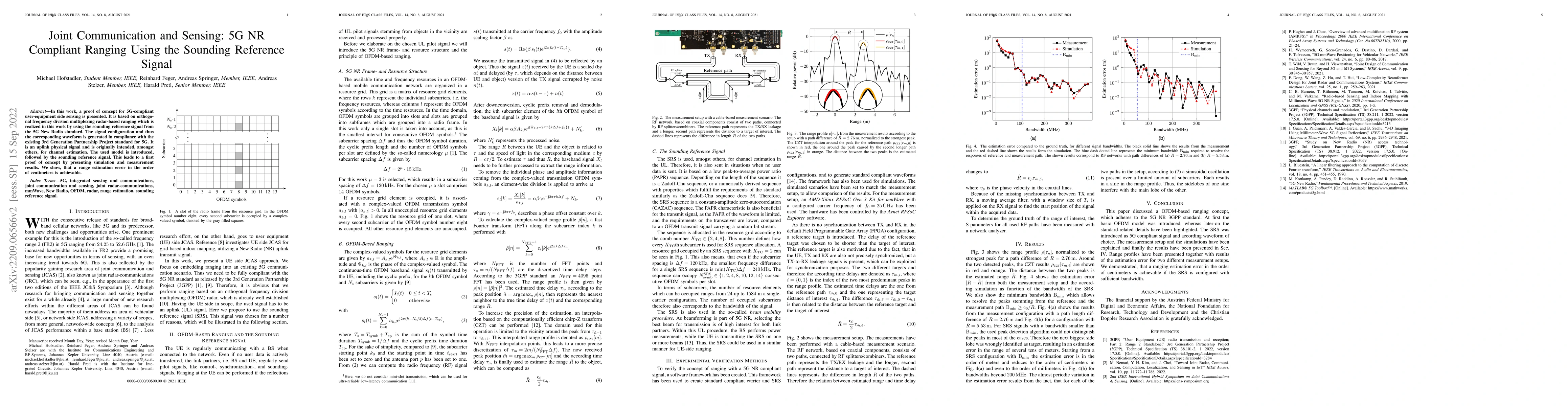 Thumbnail for Joint Communication and Sensing: 5G NR Compliant Ranging Using the
  Sounding Reference Signal