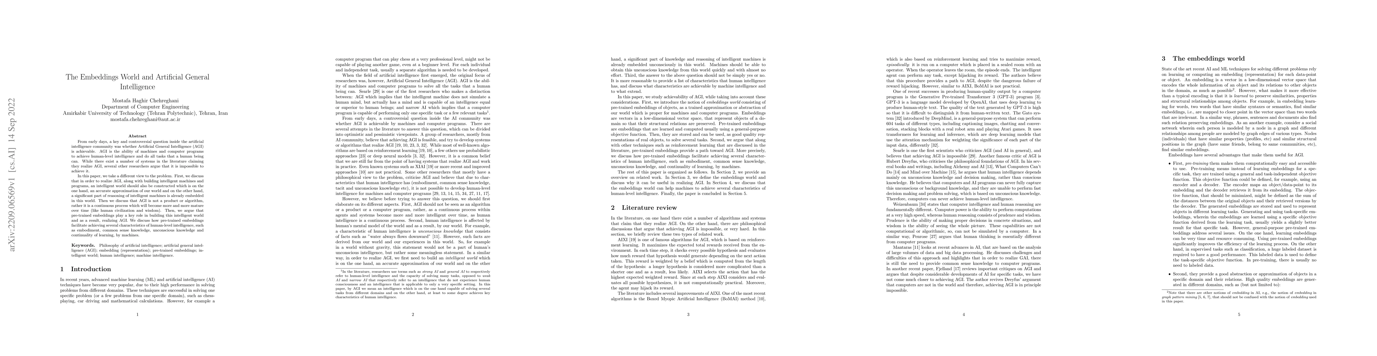 Thumbnail for The Embeddings World and Artificial General Intelligence