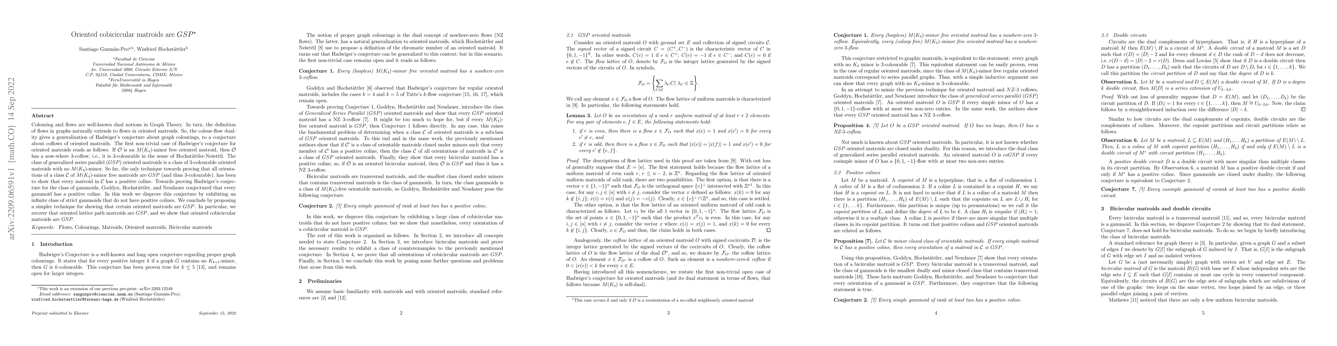 Thumbnail for Oriented cobicircular matroids are $GSP$