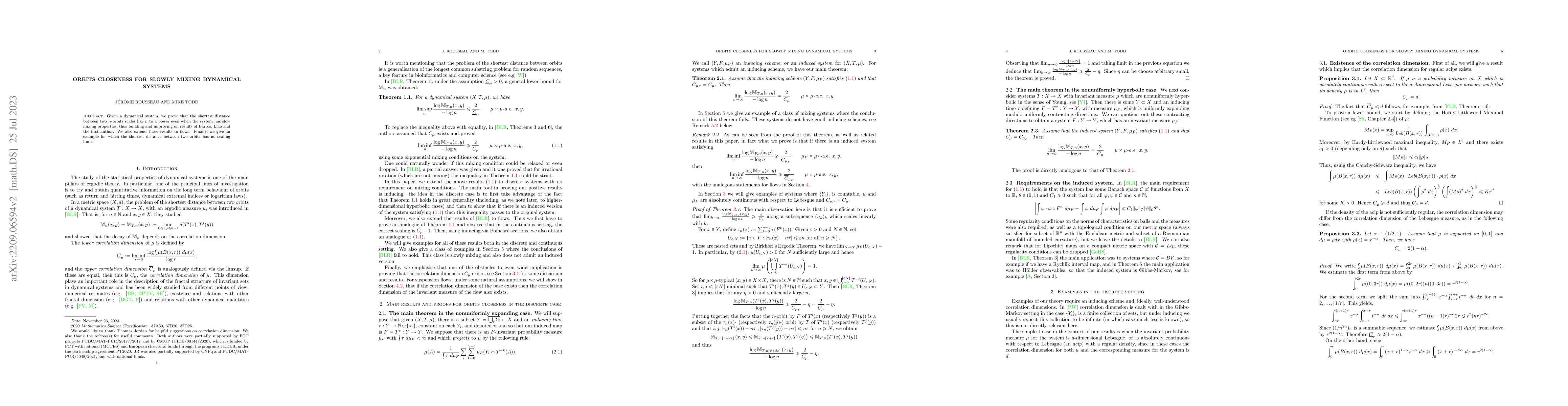 Thumbnail for Orbits closeness for slowly mixing dynamical systems
