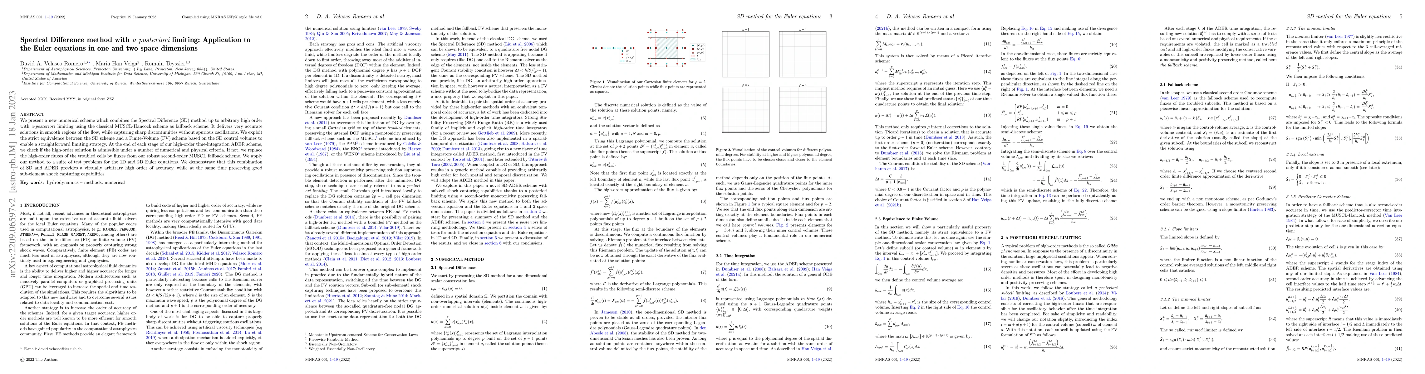 Thumbnail for Spectral Difference method with a posteriori limiting: Application to
  the Euler equations in one and two space dimensions
