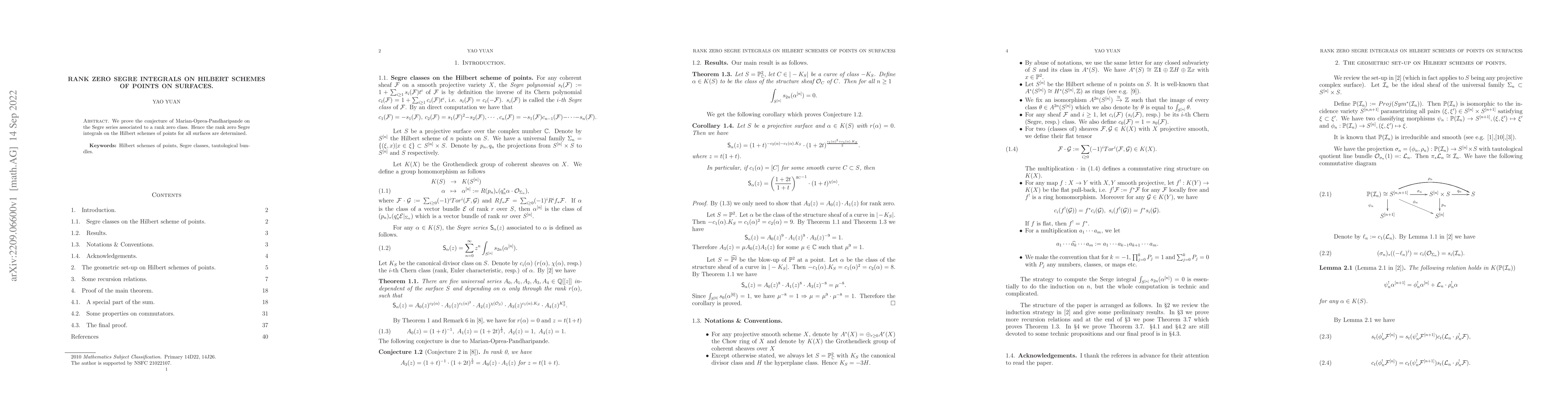 Thumbnail for Rank zero Segre integrals on Hilbert schemes of points on surfaces