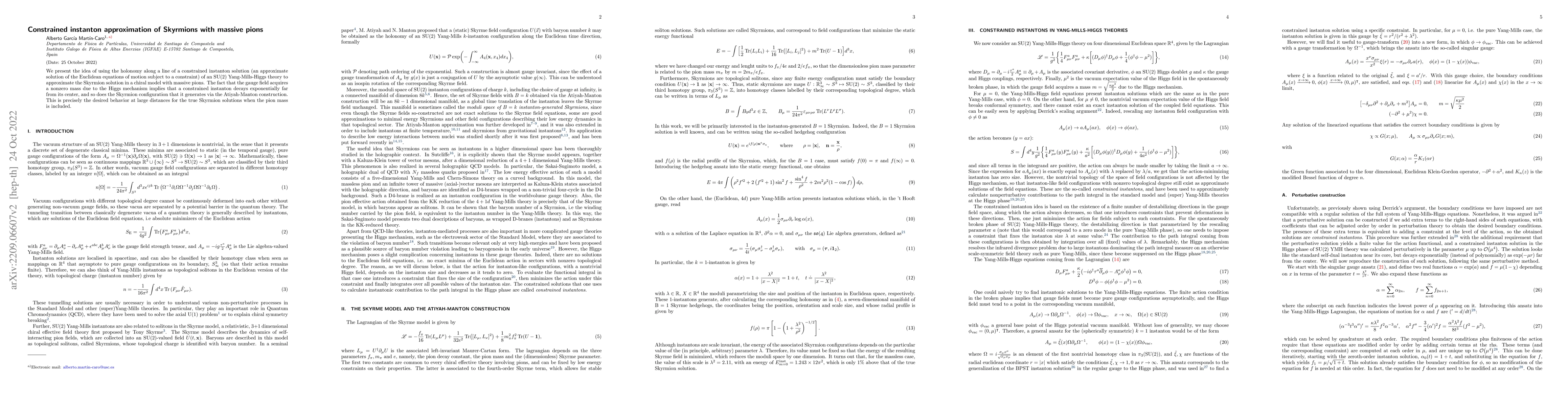 Thumbnail for Constrained instanton approximation of Skyrmions with massive pions
