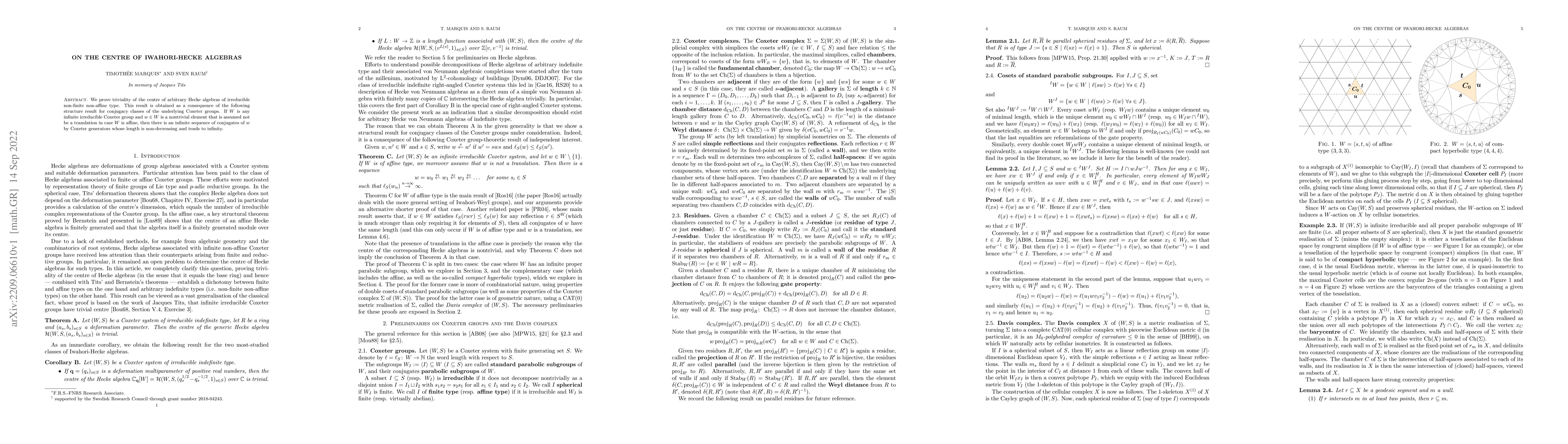 Thumbnail for On the centre of Iwahori-Hecke algebras