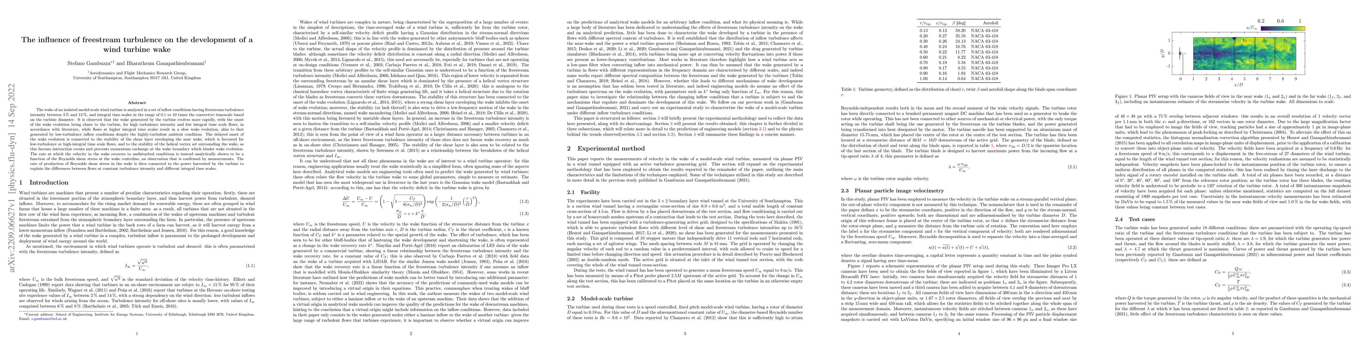 Thumbnail for The influence of freestream turbulence on the development of a wind
  turbine wake