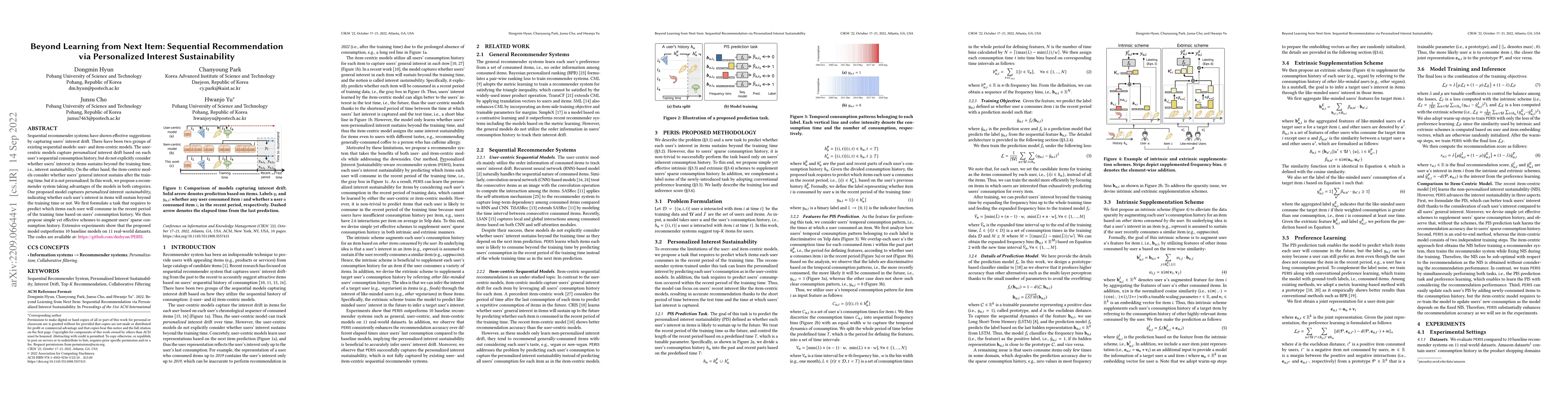Thumbnail for Beyond Learning from Next Item: Sequential Recommendation via
  Personalized Interest Sustainability