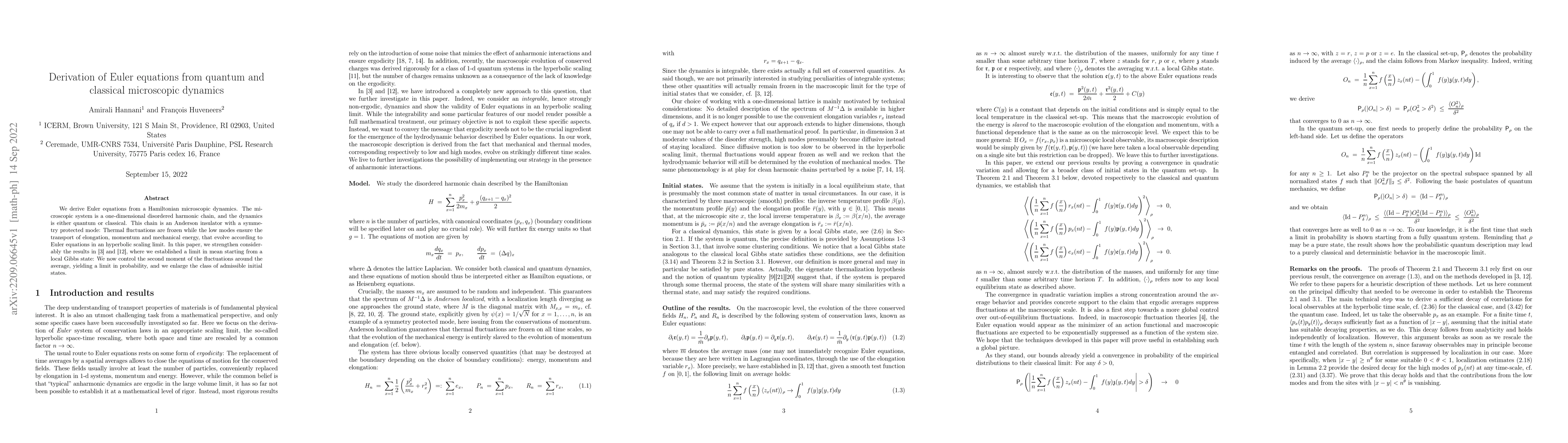 Thumbnail for Derivation of Euler equations from quantum and classical microscopic
  dynamics