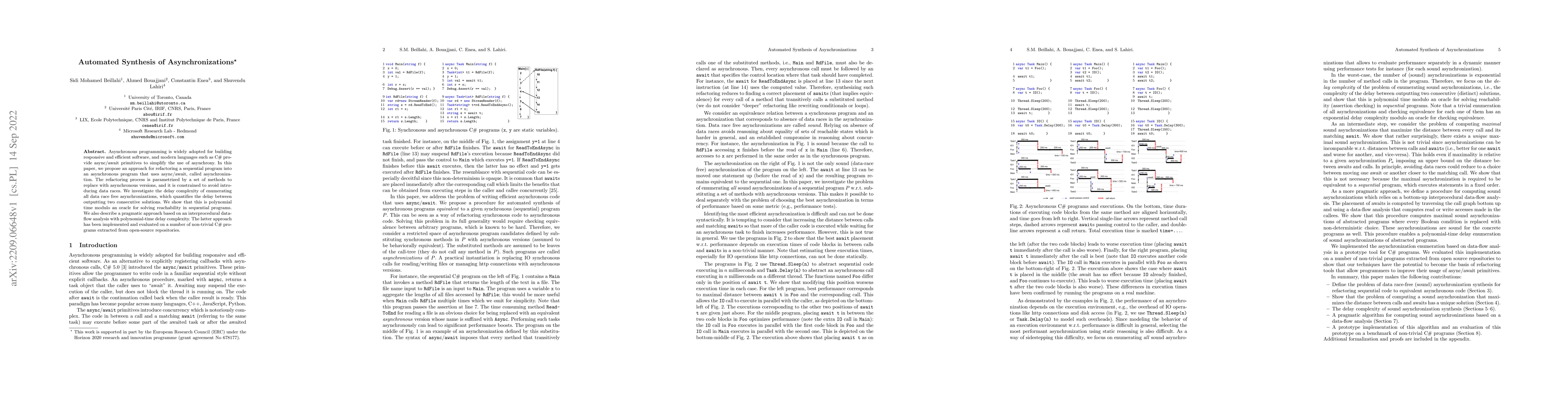 Thumbnail for Automated Synthesis of Asynchronizations