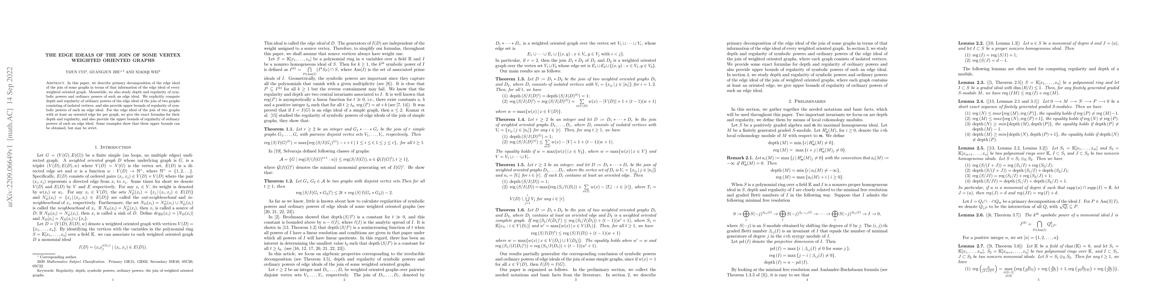 Thumbnail for The edge ideals of the join of some vertex weighted oriented graphs