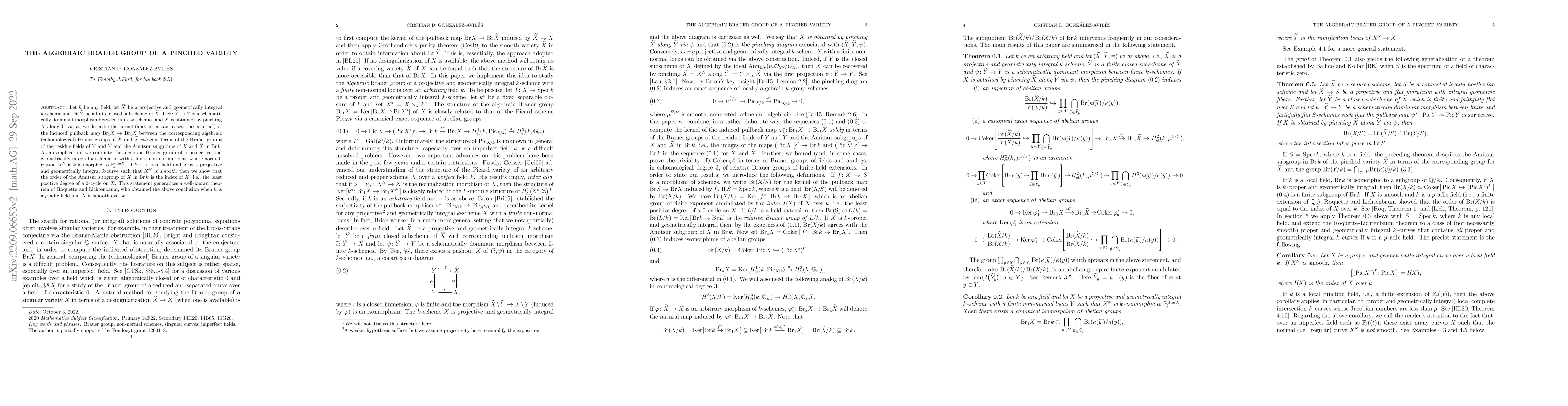 Thumbnail for The algebraic Brauer group of a pinched variety