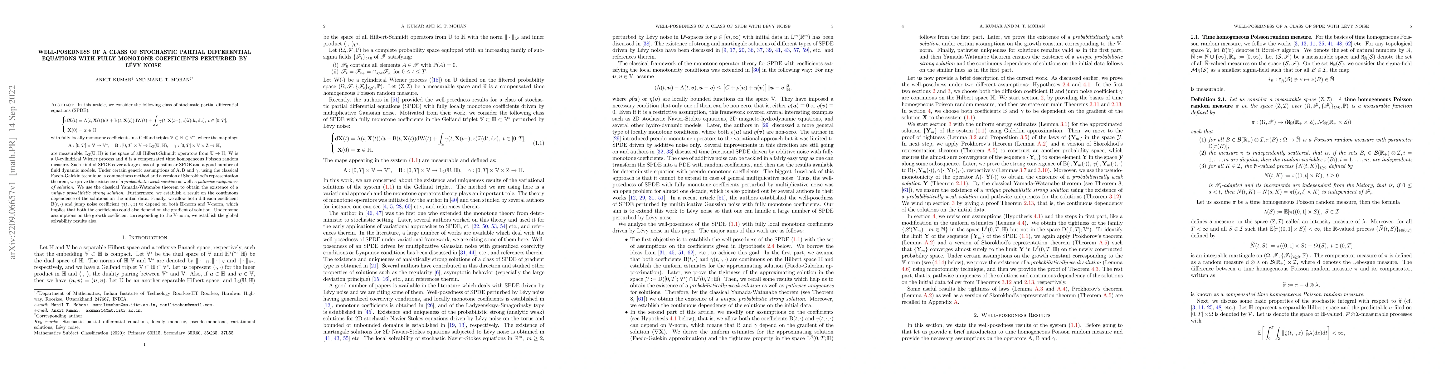 Thumbnail for Well-posedness of a class of stochastic partial differential equations
  with fully monotone coefficients perturbed by L\'evy noise