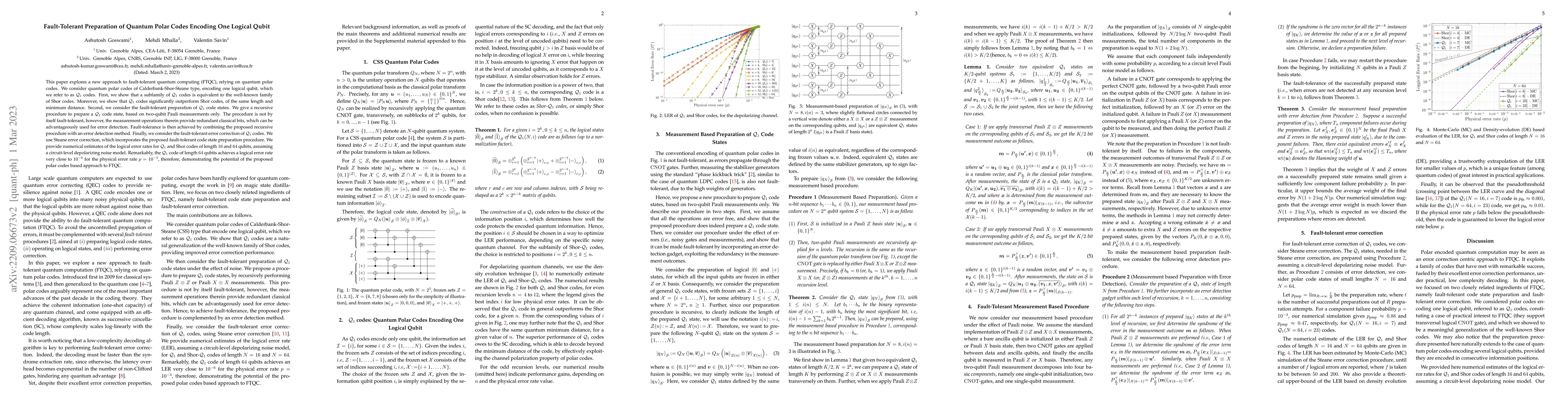 Thumbnail for Fault-Tolerant Preparation of Quantum Polar Codes Encoding One Logical
  Qubit