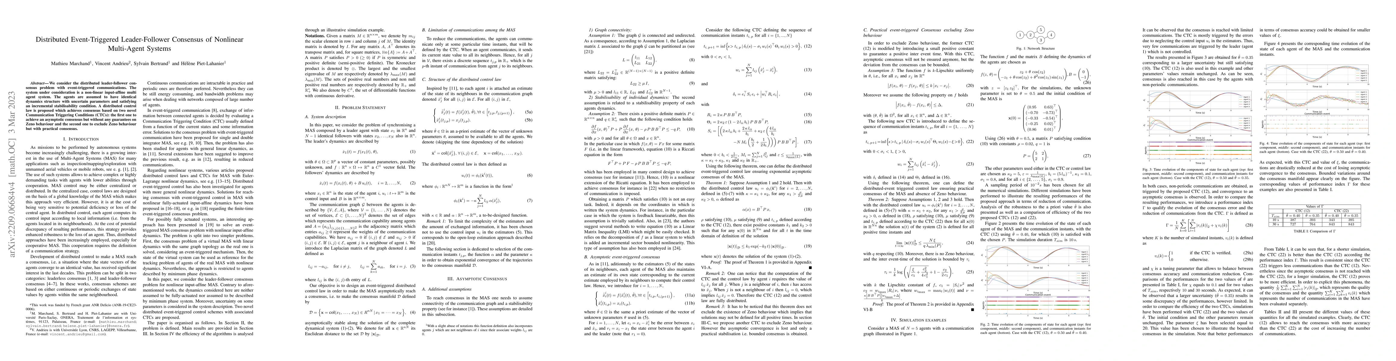 Thumbnail for Distributed Event-Triggered Leader-Follower Consensus of Nonlinear
  Multi-Agent Systems