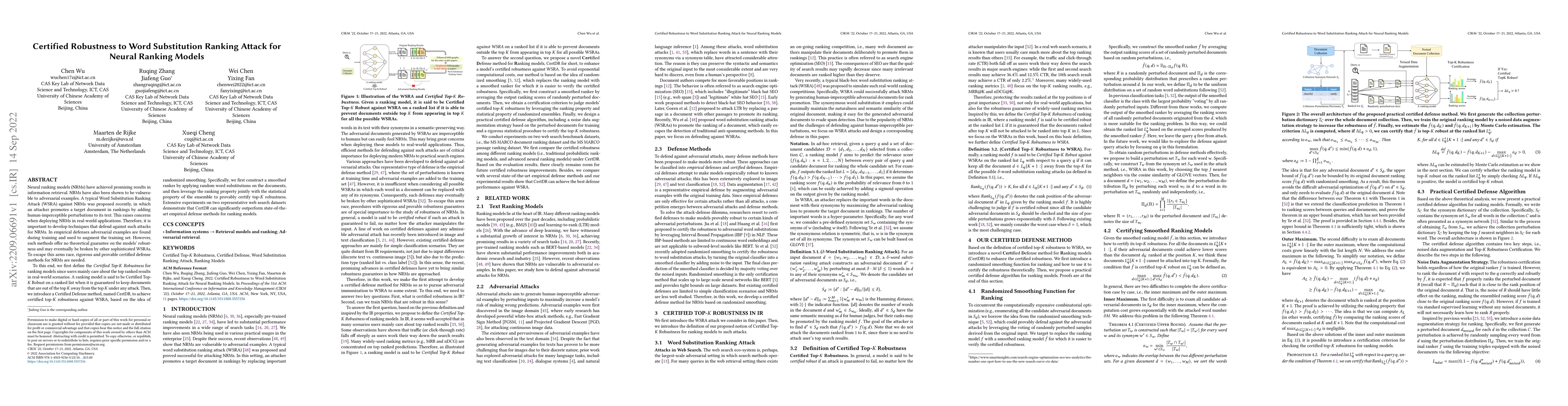 Thumbnail for Certified Robustness to Word Substitution Ranking Attack for Neural
  Ranking Models