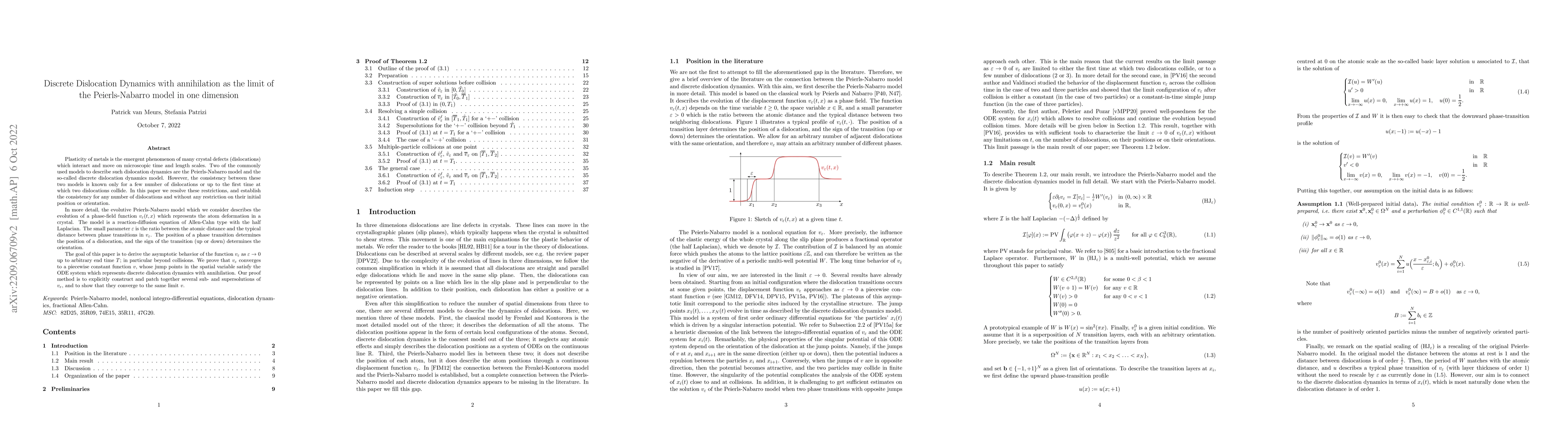 Thumbnail for Discrete Dislocations Dynamics with annihilation as the limit of the
  Peierls-Nabarro model in one dimension