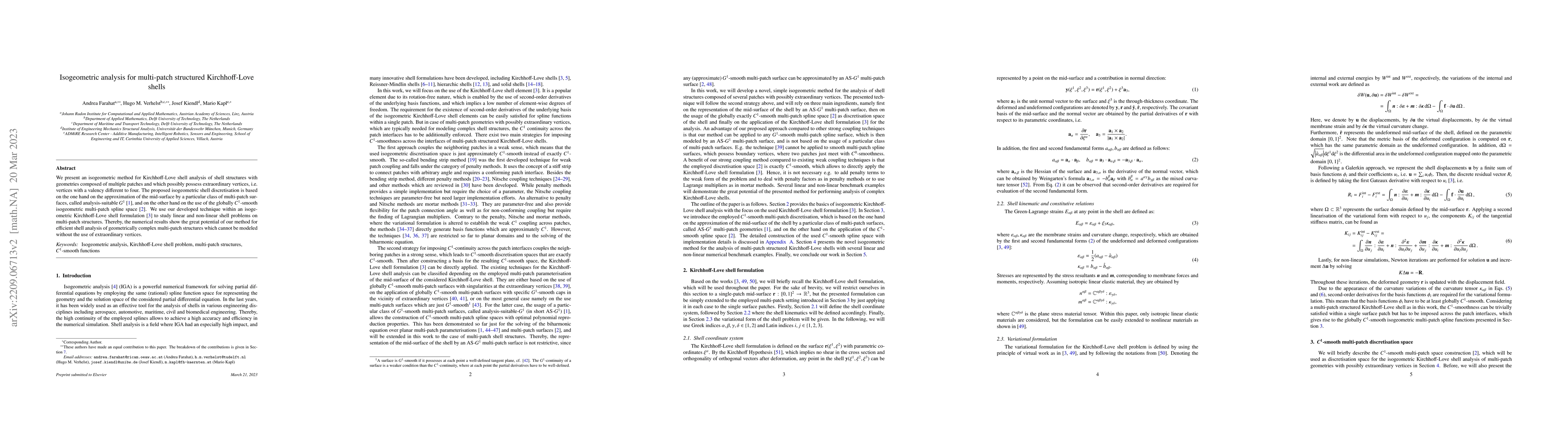 Thumbnail for Isogeometric analysis for multi-patch structured Kirchhoff-Love shells