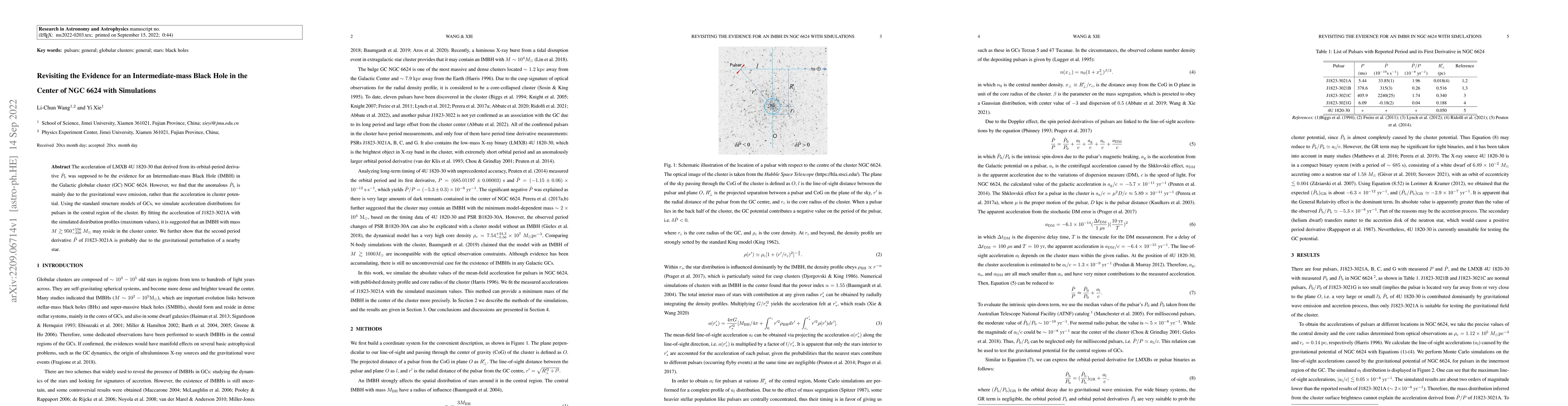Thumbnail for Revisiting the Evidence for an Intermediate-mass Black Hole in the
  Center of NGC 6624 with Simulations