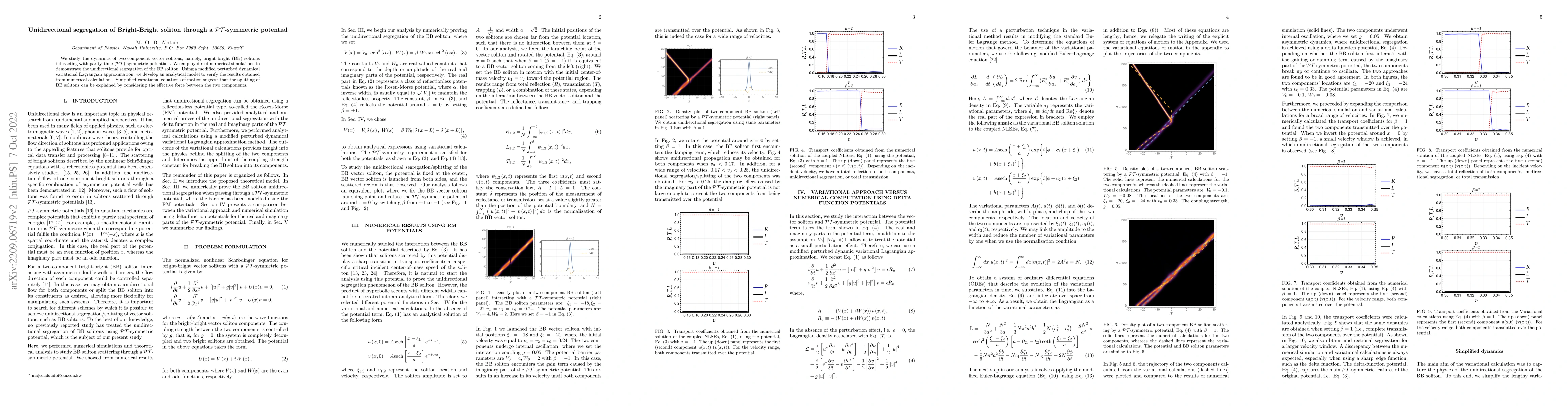 Thumbnail for Unidirectional segregation of Bright-Bright soliton through a
  $\mathcal{PT}$-symmetric potential