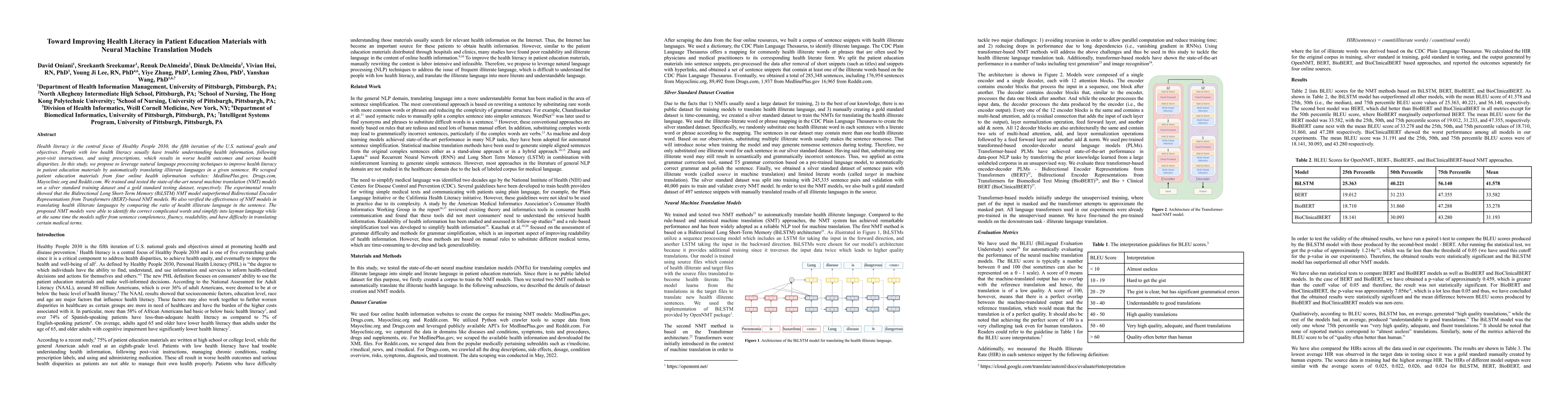 Thumbnail for Toward Improving Health Literacy in Patient Education Materials with
  Neural Machine Translation Models