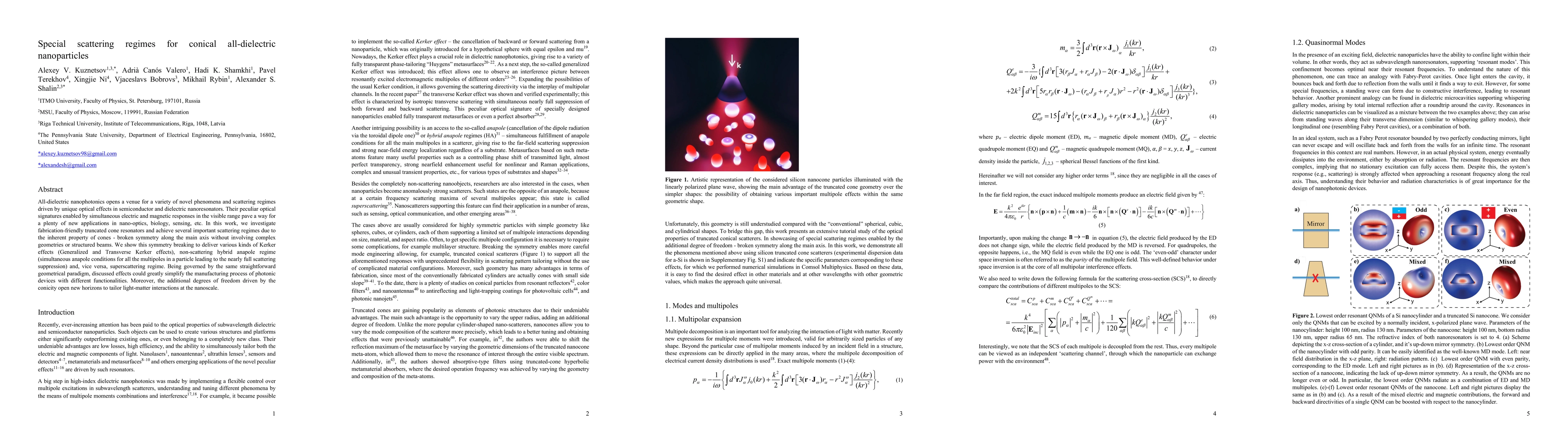 Thumbnail for Special scattering regimes for conical all-dielectric nanoparticles