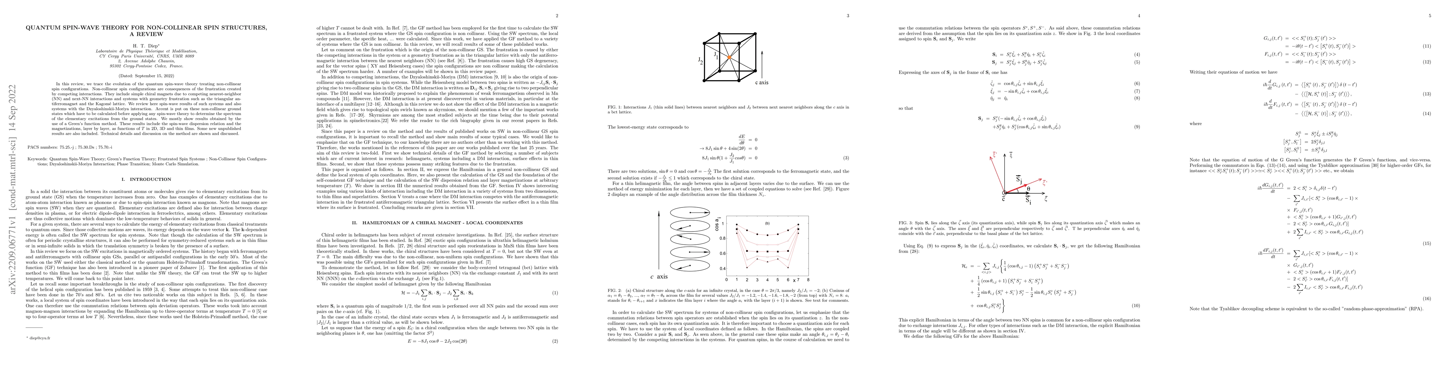 Thumbnail for Quantum Spin-Wave Theory for non-collinear Spin Structures, a Review