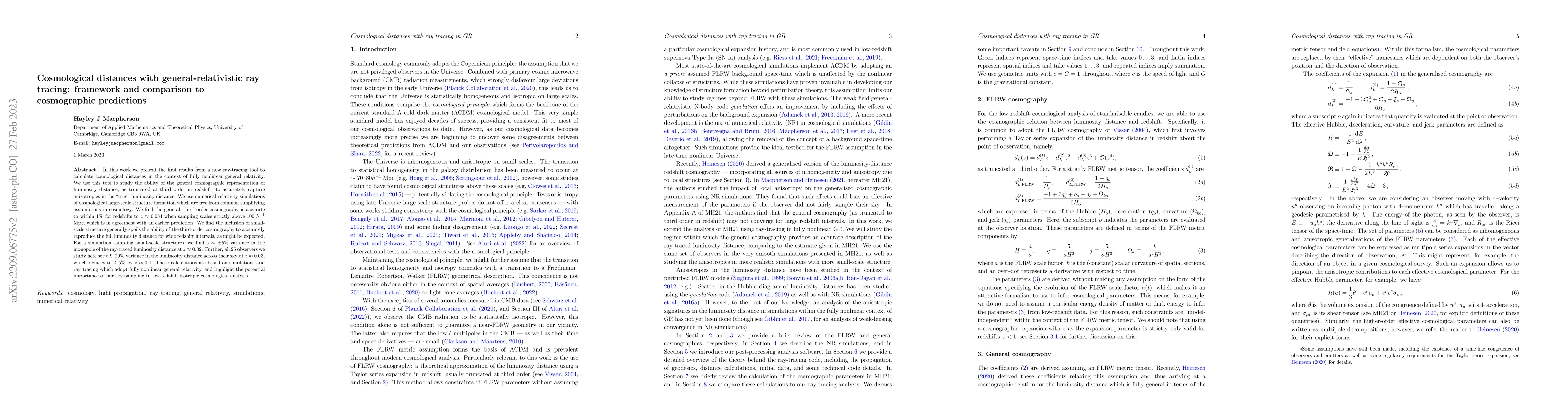 Thumbnail for Cosmological distances with general-relativistic ray tracing: framework
  and comparison to cosmographic predictions