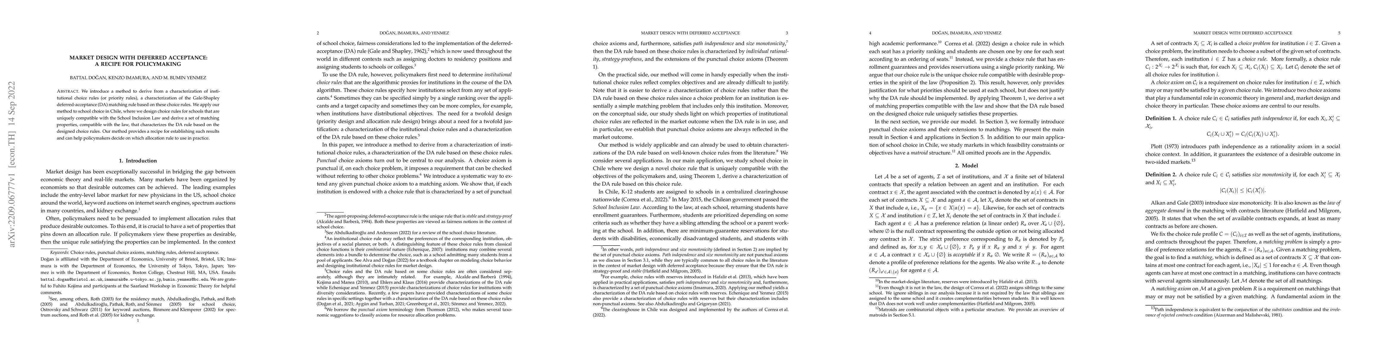 Thumbnail for Market Design with Deferred Acceptance: A Recipe for Policymaking