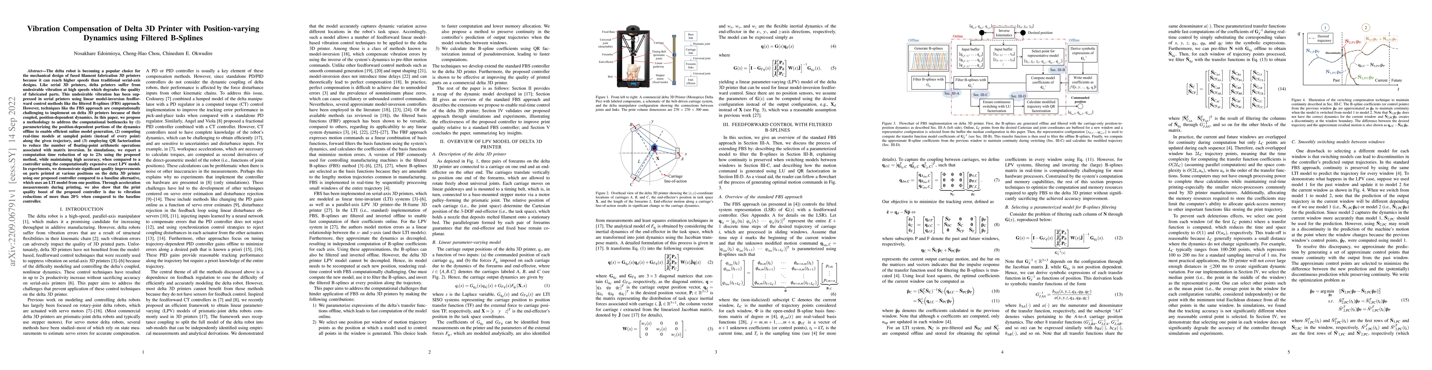 Thumbnail for Vibration Compensation of Delta 3D Printer with Position-varying
  Dynamics using Filtered B-Splines