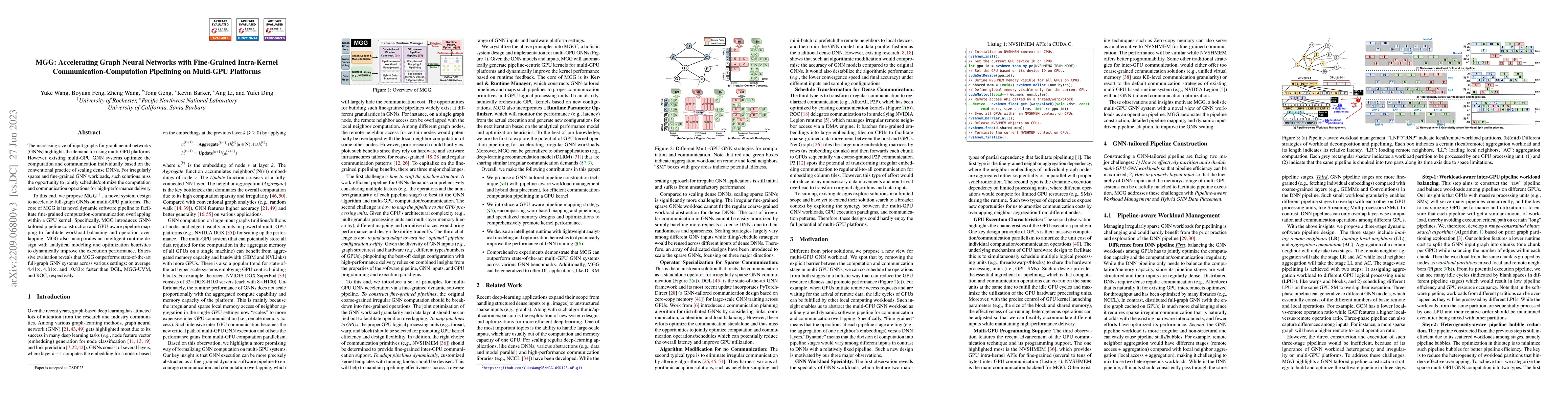 Thumbnail for MGG: Accelerating Graph Neural Networks with Fine-grained intra-kernel
  Communication-Computation Pipelining on Multi-GPU Platforms
