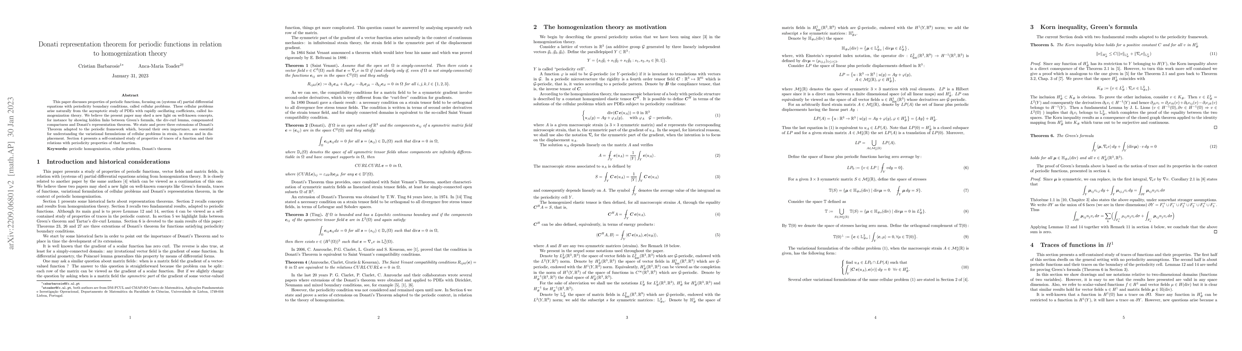 Thumbnail for Donati representation theorem for periodic functions in relation to
  homogenization theory