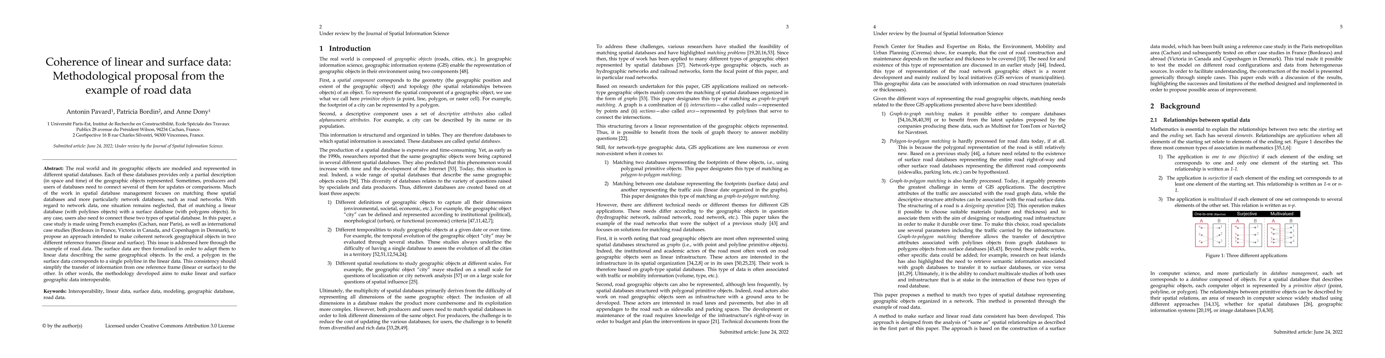 Thumbnail for Coherence of linear and surface data: Methodological proposal from the
  example of road data