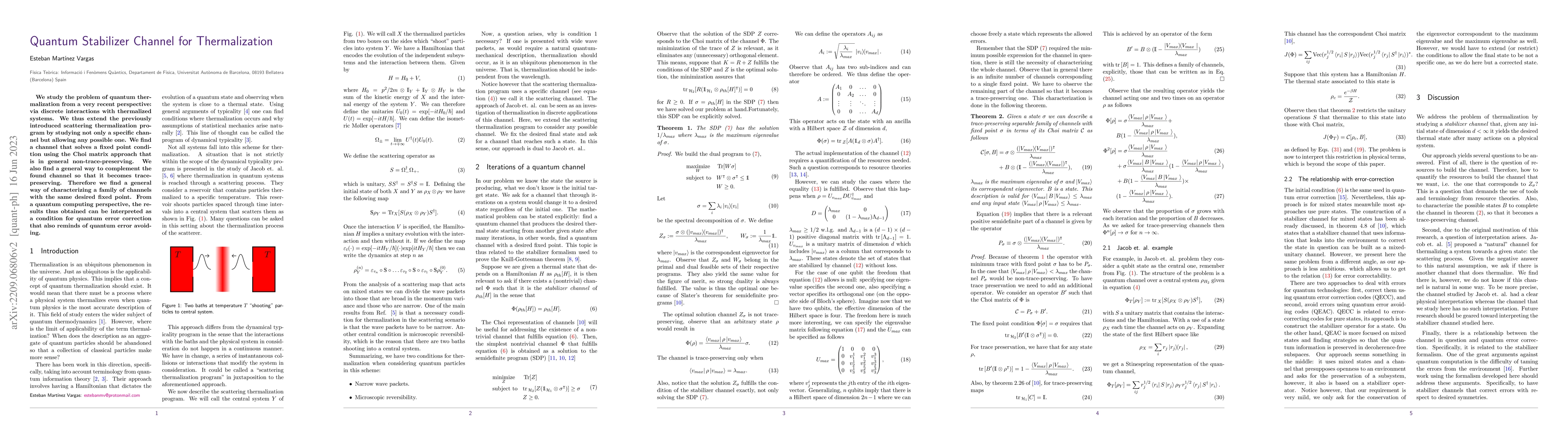 Thumbnail for Quantum Stabilizer Channel for Thermalization