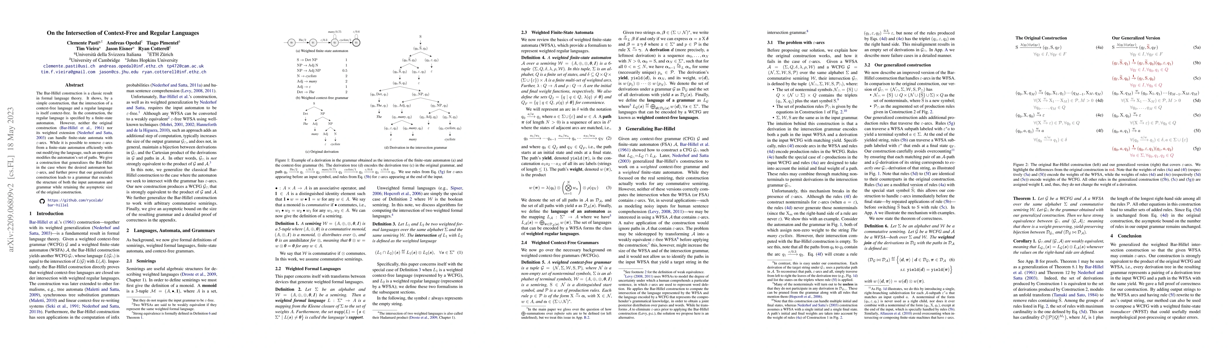 Thumbnail for On the Intersection of Context-Free and Regular Languages
