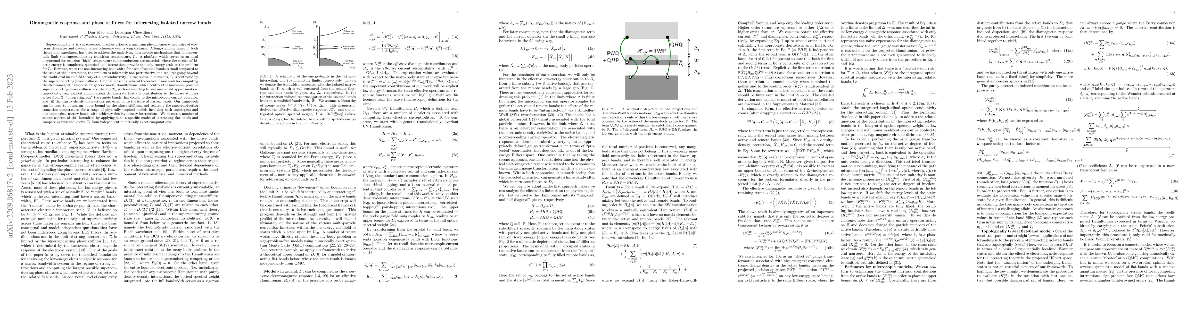 Thumbnail for Diamagnetic response and phase stiffness for interacting isolated narrow
  bands
