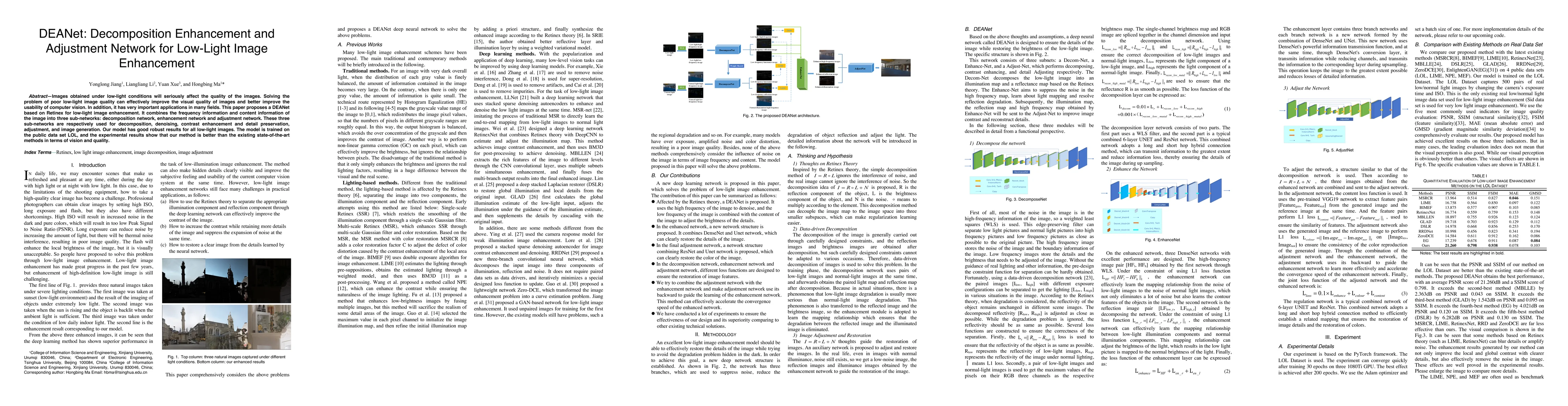 Thumbnail for DEANet: Decomposition Enhancement and Adjustment Network for Low-Light
  Image Enhancement