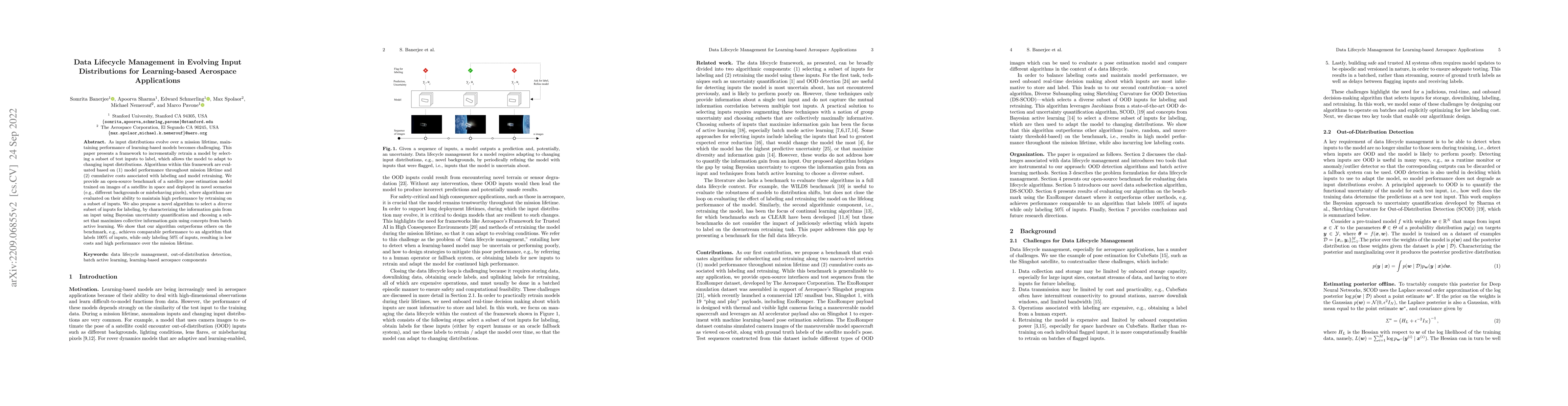 Thumbnail for Data Lifecycle Management in Evolving Input Distributions for
  Learning-based Aerospace Applications
