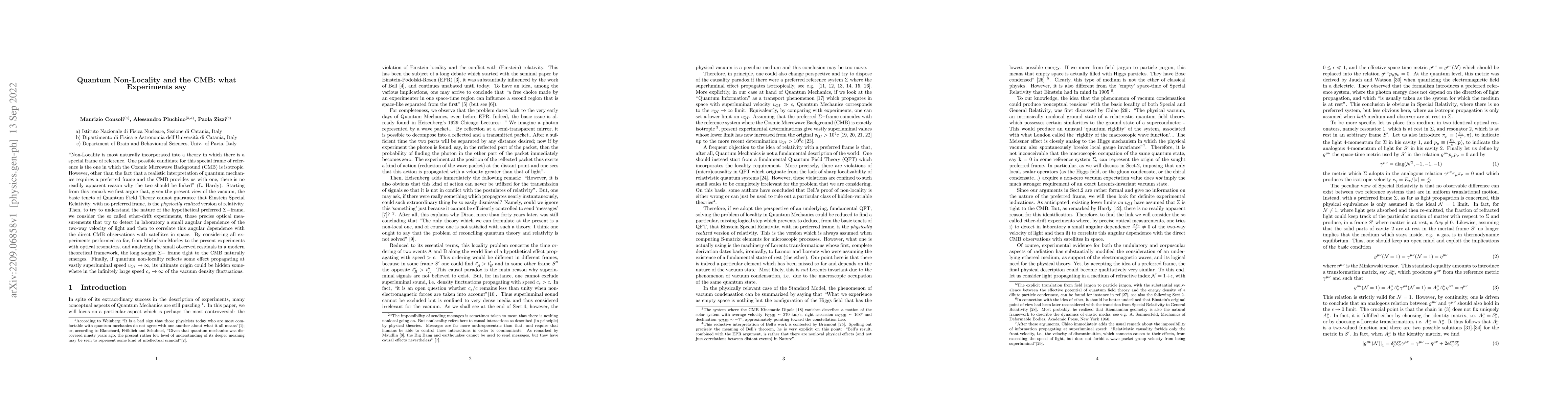 Thumbnail for Quantum Non-Locality and the CMB: what Experiments say
