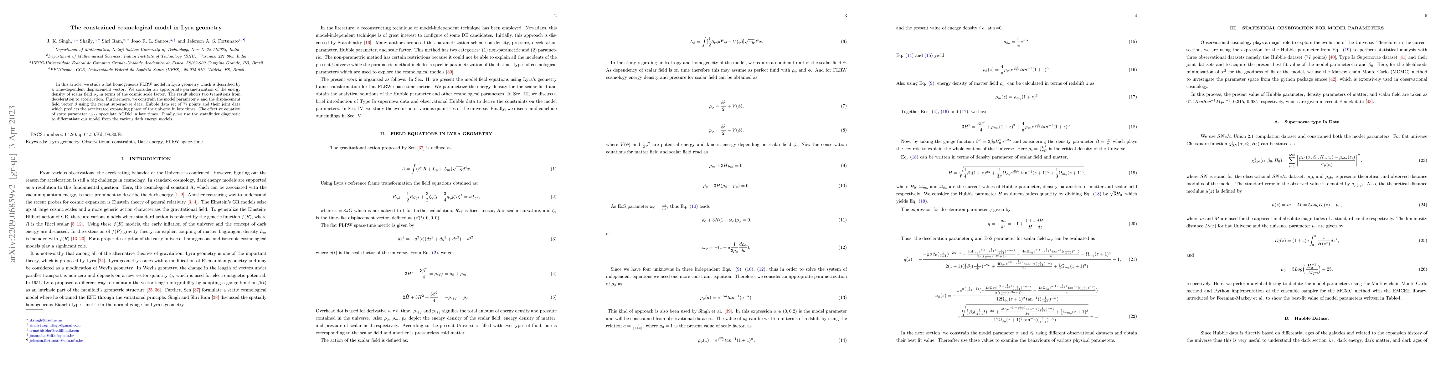 Thumbnail for The constrained cosmological model in Lyra geometry