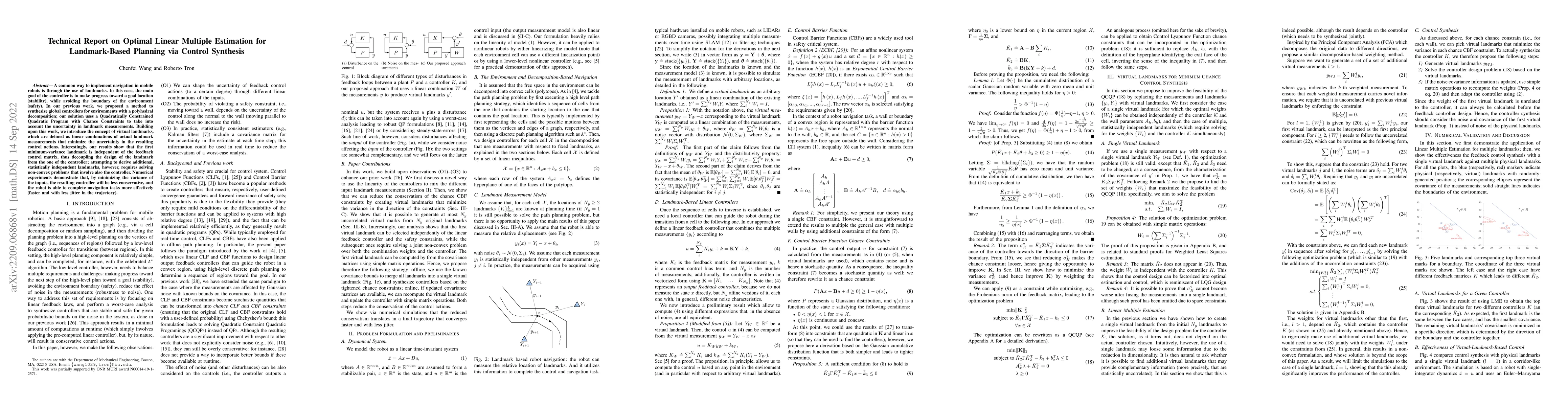 Thumbnail for Technical Report on Optimal Linear Multiple Estimation for
  Landmark-Based Planning via Control Synthesis