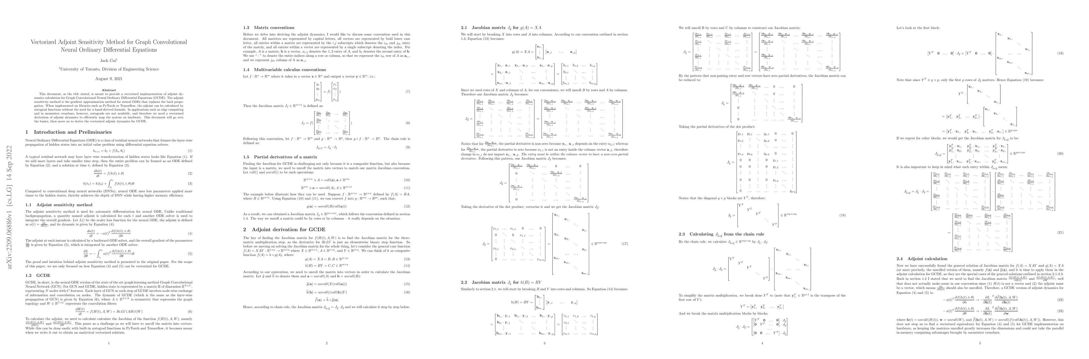 Thumbnail for Vectorized Adjoint Sensitivity Method for Graph Convolutional Neural
  Ordinary Differential Equations