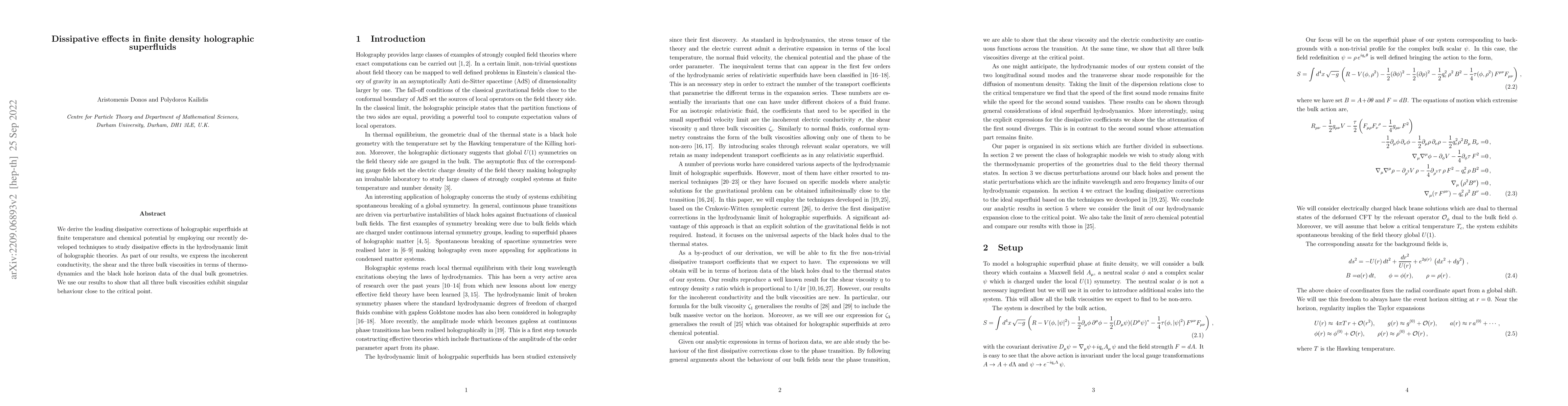 Thumbnail for Dissipative effects in finite density holographic superfluids
