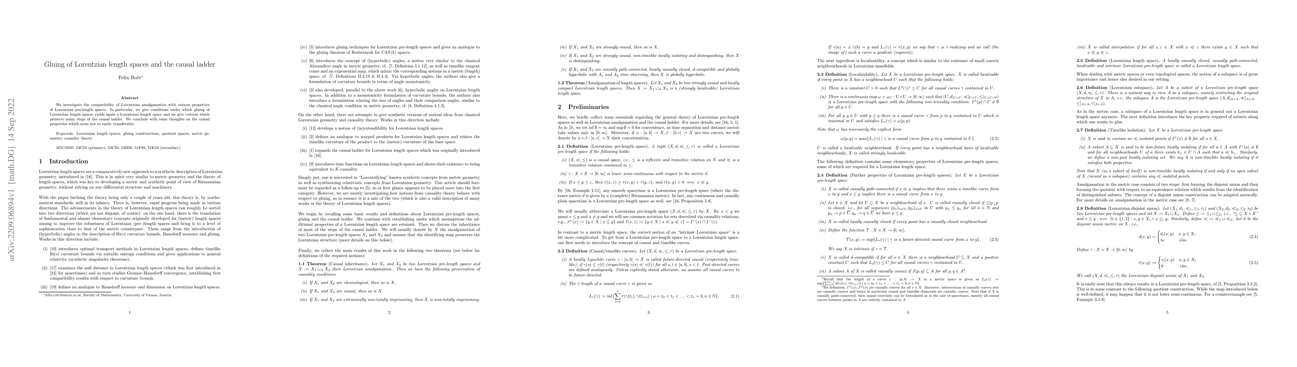 Thumbnail for Gluing of Lorentzian length spaces and the causal ladder