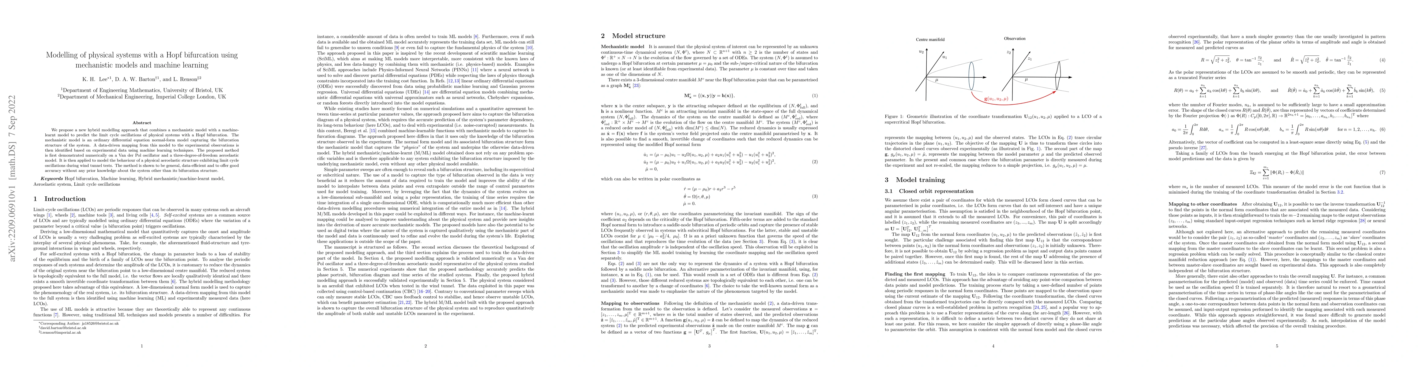 Thumbnail for Modelling of physical systems with a Hopf bifurcation using mechanistic
  models and machine learning